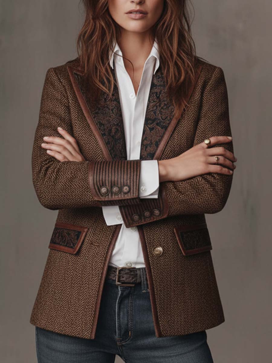 Francesca | Blazer con Inserti a Zigzag Stampati