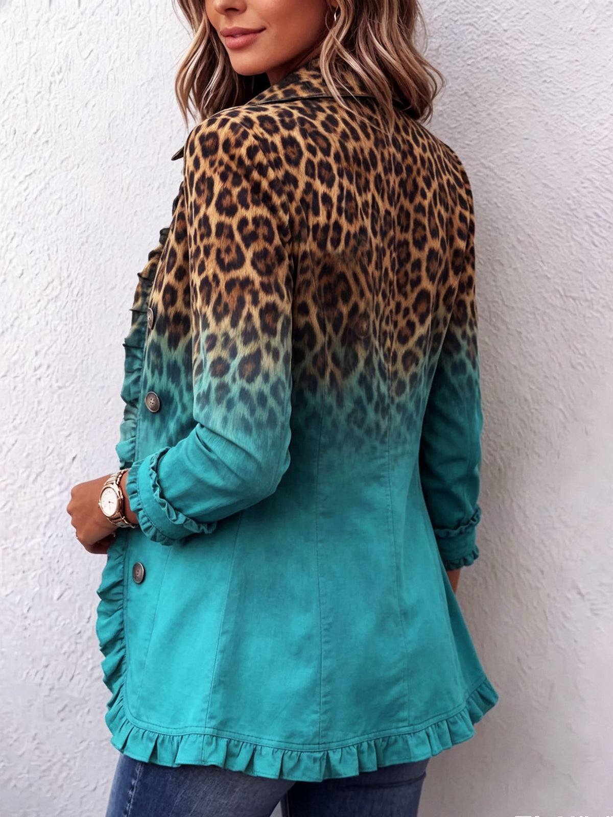 Ivana | Blazer Leopardo Sfumato con Volant